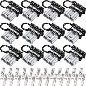 Frienda 12 Pieces Red 6-10 Gauge Battery Quick Connector 50A 12-36V Battery Quick Disconnect Wire Harness Plug Kit for Motor Recovery Winch Trailer