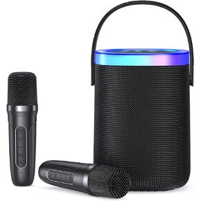 LENRUE F88 Karaoke Speaker, Portable Bluetooth Karaoke Machine with Dual Wireless Microphones, Echo & Voice Effects,IPX5 Waterproof,LED Lights,TF Card/USB/AUX in,Gift for Kids for Indoor/Outdoor Fun