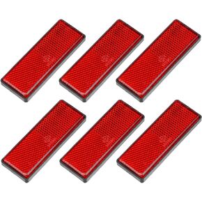 X AUTOHAUX 6 Pcs Rectangular Stick-on Safety Spoke Reflective Self Adhesive Reflector for Gate Posts Cars Trailer Motorcycle Bicycle Bike 87mm Length Red