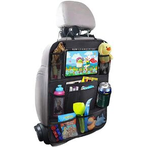 Tianle Backseat Car Organizer - Premium Car Organizer with 10" Table Holder, 9 Pockets, Road Trip Essentials for Kids Toddlers, Travel Accessories (1 Pack)
