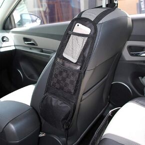 Car Seat Side Organizer, Automobile Seat Storage Hanging Bag, Multi-Pocket Drink Holder, Mesh Pocket Car Seat Phone Holder for Cars/Truck (Black)