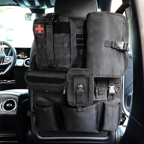Tactical Car Seat Back Organizer with 6 Different Size Molle Seat Back Organizers Detachable Pouches for Most Vehicle Molle Panel Tactical Accessories