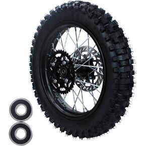 12-15MM axle 14" Rim tube tire Complete rear wheel For small Dirt Pit Bike Trail 90/100-14 3.00-14 Wheel Rim Tire Fits 125-160cc Pit Dirt Bike TTR SSR BBR Includes Brake Rotor and Sprocket