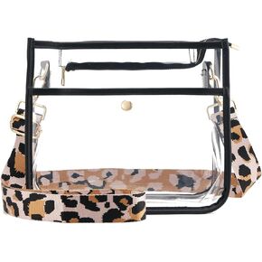 Clear Crossbody Bag Stadium Approved, Adjustable Shoulder Strap Clear Purse Bag for Concerts Sports Events Festivals