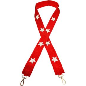 Beaded Purse Strap with White Stars Alabama College Game Day Clear Handbag Replacement Strap Arkansas Stadium Football University 49 x1.75" Ole Gold Miss Hardware Clips