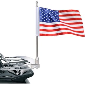 Vertical Motorcycle Flag Pole Rear Side Mount Luggage Rack for Honda Gold Wing Gl1500 Gl1200 Gl1800 2001-2012, Chrome Flagpole Bracket American Flag