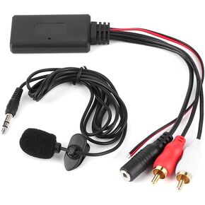 Acouto Bluetooth AUX Module, Bluetooth AUX Module 2 RCA Cable Adapter with Hands‑ Microphone for Alpine