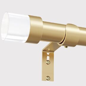 Gold Curtain Rods for Windows: 1 Inch Diameter Heavy Duty Adjustable Curtain Rod 48" to 86", Decorative Window Curtain Rods with Modern Acrylic End Cap Finials,Window Drapery Rod for Bedroom