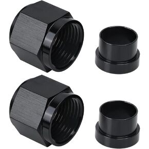 EVIL ENERGY 3AN Female Hardline Tube Nut & Sleeve Aluminum Fitting for 3/16" OD Alloy Tubing 2PCS