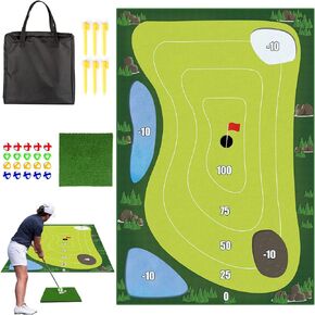 Velcro Golf Chipping Game-Stick Chip Game, Battle Royale Golf Game with 4x6 ft Golf Chipping Mat and 20 Grip Balls