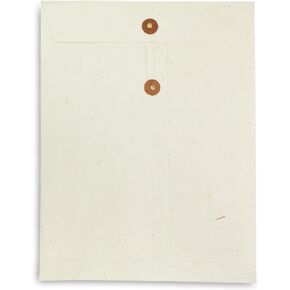 Kathmandu Valley Co. Handmade Lokta Paper 10x13 inch Vintage Envelope 10 Pack with String-tie Button Closure Documents Letter Sleeve File Folder Organizer. Made in Nepal. (Cornflower)