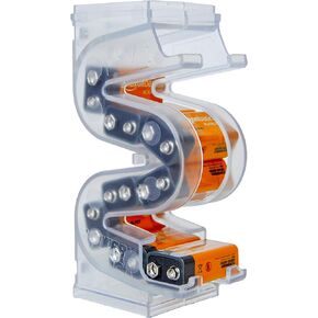 Battery Ladder (TM) Clear 9V Battery Holder/Storage - Vertical Organizer Case That Holds 10 Batteries - Stackable, Expandable and Wall Mountable