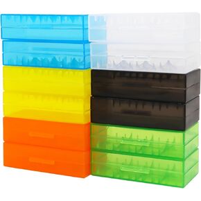 -12 PCS Clear Colorful Battery Storage Case Holder Organizer for 18650, Battery Storage Case for 18650 or CR123A Battery