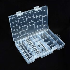 YXQ 47 Batteries Organizer Storage Case Box Holder Clear Plastic Container Portable- Holds 16 AAA+20 AA+ 2 9V+5 C+4 D Various Sizes and Tester