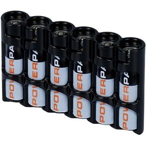 by Powerpax Slimline AAA Storage Caddy, Black, Holds 6 Batteries (Not Included)