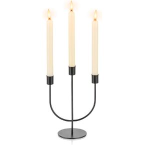 Romadedi Modern Candelabra Black Candle Holders - 3 Arm Wedding Candlestick Holder for Theme Party Table Centrepiece Decor Dining Room Birthday Holiday Christmas