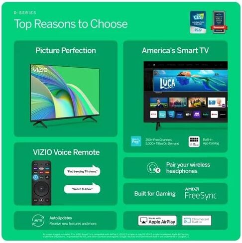تلفزيون VIZIO 40 بوصة فئة D-Series FHD LED ذكي للألعاب والبث، وسماعة رأس بلوتوث - D40fM-K09 (متجدد) in Saudi Arabia