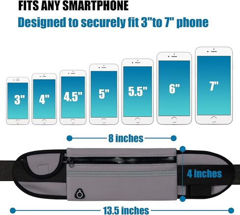 Running Belt Waist Packs,Workout Fanny Pack,Ultra Light Bounce Free Waist Pouch Fitness Workout Belt Sport Waist Pack for Women Men,Adjustable Waistband Bag for All Kinds of Phone (Grey) in Kuwait
