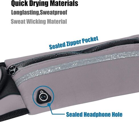 Running Belt Waist Packs,Workout Fanny Pack,Ultra Light Bounce Free Waist Pouch Fitness Workout Belt Sport Waist Pack for Women Men,Adjustable Waistband Bag for All Kinds of Phone (Grey) in Kuwait