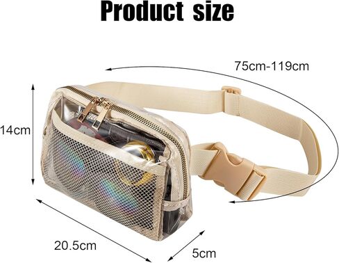 تمت الموافقة على ملعب فاني باك الشفاف، حقيبة حزام شفافة حقيبة خصر شفافة مع حزام قابل للتعديل للرجال والنساء والرياضات والتسوق والسفر والمشي لمسافات طويلة والجري والشاطئ والحفلات الموسيقية. in Kuwait