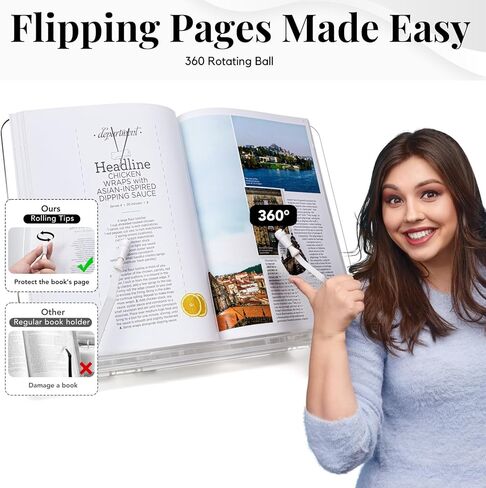 Acrylic Book Stand for Reading, Foldable Acrylic Book Holder Handsfree, Recipe Cook Book Stand Holder, 16 Level Adjustable Book Display Stand for Magazines, Laptop, Textbook,15.35'' x 11.2'' in Kuwait