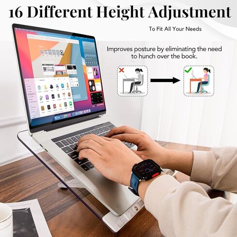 Acrylic Book Stand for Reading, Foldable Acrylic Book Holder Handsfree, Recipe Cook Book Stand Holder, 16 Level Adjustable Book Display Stand for Magazines, Laptop, Textbook,15.35'' x 11.2'' in Kuwait