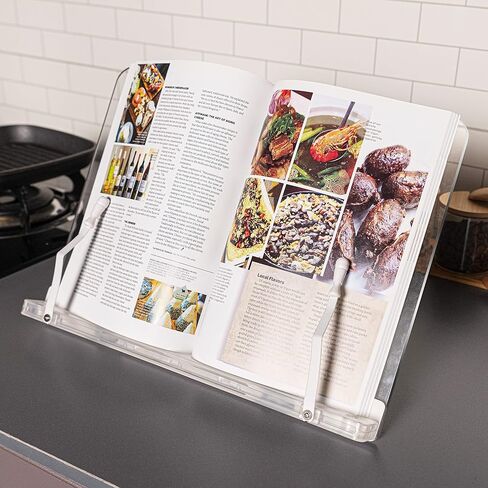 Acrylic Book Stand for Reading, Foldable Acrylic Book Holder Handsfree, Recipe Cook Book Stand Holder, 16 Level Adjustable Book Display Stand for Magazines, Laptop, Textbook,15.35'' x 11.2'' in Kuwait