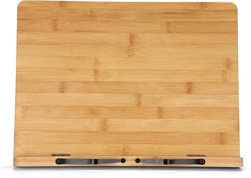 Large Bamboo Book Stand - Adjustable Foldable Book Holder Tray with Page Holder Clips - Holds Cookbooks, Receipe Books, Textbooks, Tablets, Laptops, Music Books, Documents - 15.2" x 11.2" Main Board in Saudi Arabia