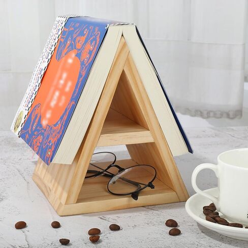 Whaline Triangle Book Page Holder Double Layer Bookmark Pine Wood Book Stand for Grad Party Gift Library Home Classroom Students Teachers Readers Writers Librarian Supplies in Saudi Arabia