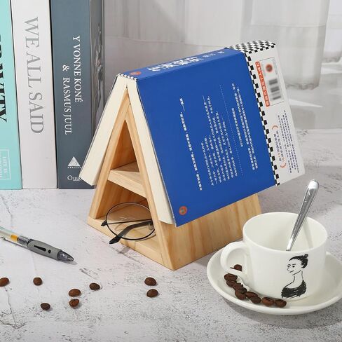 Whaline Triangle Book Page Holder Double Layer Bookmark Pine Wood Book Stand for Grad Party Gift Library Home Classroom Students Teachers Readers Writers Librarian Supplies in Saudi Arabia