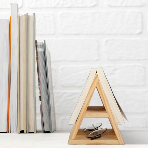 Whaline Triangle Book Page Holder Double Layer Bookmark Pine Wood Book Stand for Grad Party Gift Library Home Classroom Students Teachers Readers Writers Librarian Supplies in Saudi Arabia