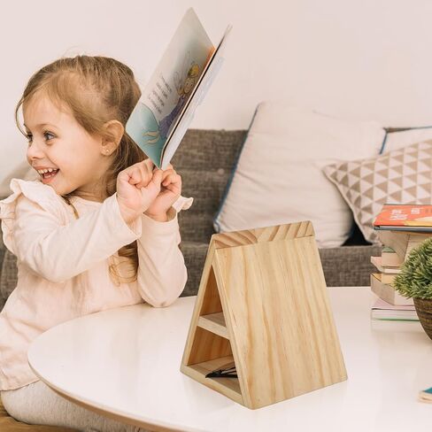 Whaline Triangle Book Page Holder Double Layer Bookmark Pine Wood Book Stand for Grad Party Gift Library Home Classroom Students Teachers Readers Writers Librarian Supplies in Saudi Arabia