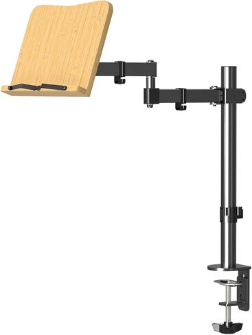 Bracwiser Bamboo Book Stand Height Adjustable with Clamp, Desktop Reading Mount Holder with Sturdy Page Clips 11x7.6 inch, MD7421TP006 in Saudi Arabia