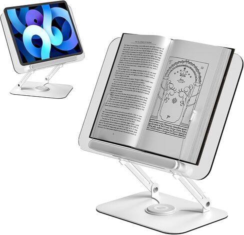 حامل كتب أكريليك للقراءة، حامل قابل للتعديل مع مشابك للصفحات، جهاز سطح المكتب قابل للطي لعرض كتاب الطبخ، ورقة الموسيقى، الكمبيوتر المحمول، الوصفة، الكتاب المدرسي، حر اليدين، الألومنيوم in Kuwait