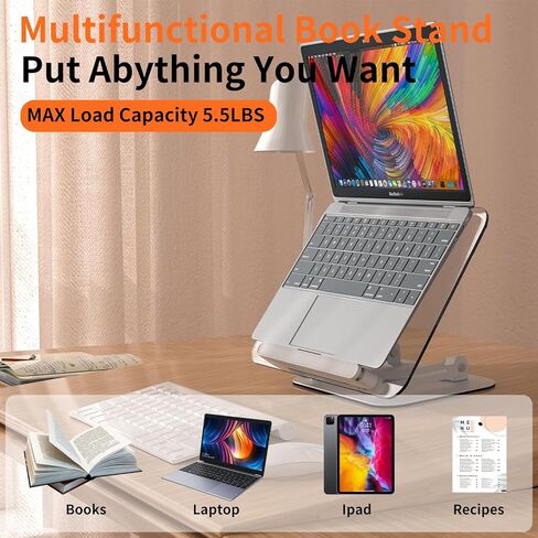 حامل كتب أكريليك للقراءة، حامل قابل للتعديل مع مشابك للصفحات، جهاز سطح المكتب قابل للطي لعرض كتاب الطبخ، ورقة الموسيقى، الكمبيوتر المحمول، الوصفة، الكتاب المدرسي، حر اليدين، الألومنيوم in Kuwait