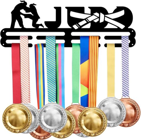 SUPERDANT Judo Medal Holder Display Hanger Rack Frame for Women's Judo Sturdy Steel Metal with Judo Moves Pattern Wall Mounted Hooks Medal Rack Display Over 40 Medals in Saudi Arabia