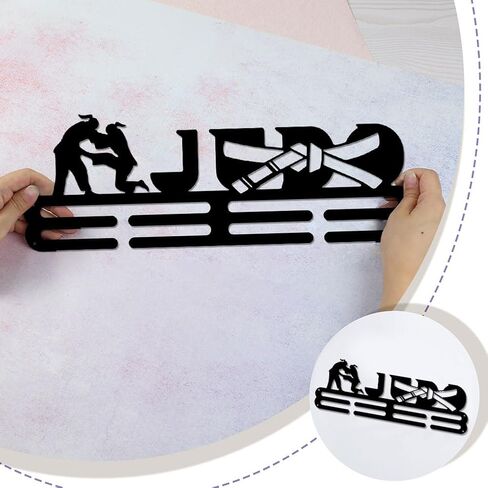 SUPERDANT Judo Medal Holder Display Hanger Rack Frame for Women's Judo Sturdy Steel Metal with Judo Moves Pattern Wall Mounted Hooks Medal Rack Display Over 40 Medals in Saudi Arabia
