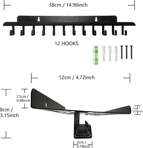 Medal Hanger Display Trophy Shelf with 12 Hooks, Non-Slip Sturdy Metal Medals Holder, Medals Rack for Wall Hanging, Medal Hanger Display For Wall, Race Medal Display For Gymnastics, Race, Soccer, Swim in Saudi Arabia