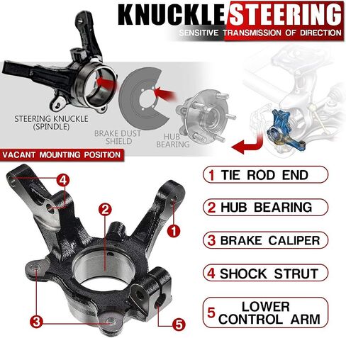 Front Left Driver Side Steering Knuckle Compatible with Mitsubishi Lancer 2008-2017 Outlander 2007-2018 in Saudi Arabia
