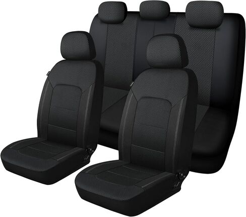 AKAUTO Front Seat Covers 3D Air Mesh, Car Seat Cover Full Coverage Protection, Automotive Seat Covers, Airbag Compatible, Universal Seat Covers Fit for SUV, Trucks, Sedans (Black) in Saudi Arabia