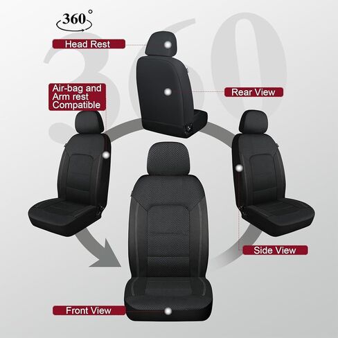 AKAUTO Front Seat Covers 3D Air Mesh, Car Seat Cover Full Coverage Protection, Automotive Seat Covers, Airbag Compatible, Universal Seat Covers Fit for SUV, Trucks, Sedans (Black) in Saudi Arabia