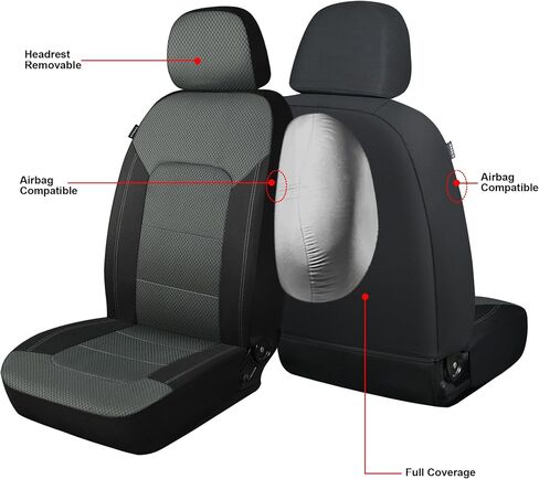 AKAUTO Front Seat Covers 3D Air Mesh, Car Seat Cover Full Coverage Protection, Automotive Seat Covers, Airbag Compatible, Universal Seat Covers Fit for SUV, Trucks, Sedans (Black) in Saudi Arabia