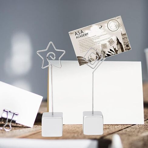 5Pcs Photo Clip with Base, Memo Clip Photo Holder Picture Card Metal Clip Stand Table Card Clip Holder for Office Wedding(White) in Saudi Arabia