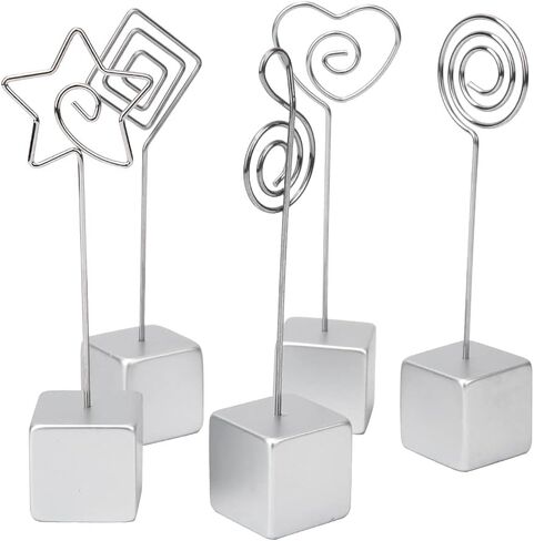 5Pcs Photo Clip with Base, Memo Clip Photo Holder Picture Card Metal Clip Stand Table Card Clip Holder for Office Wedding(White) in Saudi Arabia