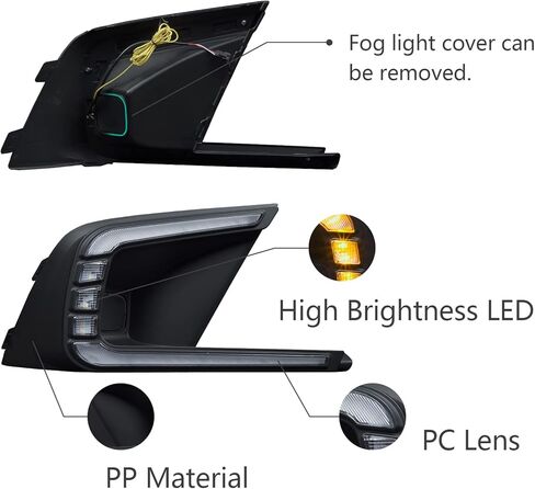 For 11th Gen Honda Civic DRL 2021 2022 Daytime Running Lights Front Fog Lights with Dynamic Amber Turn Signal Lights Front White DRL Lamps Black (DRLCIVI2021) in Kuwait