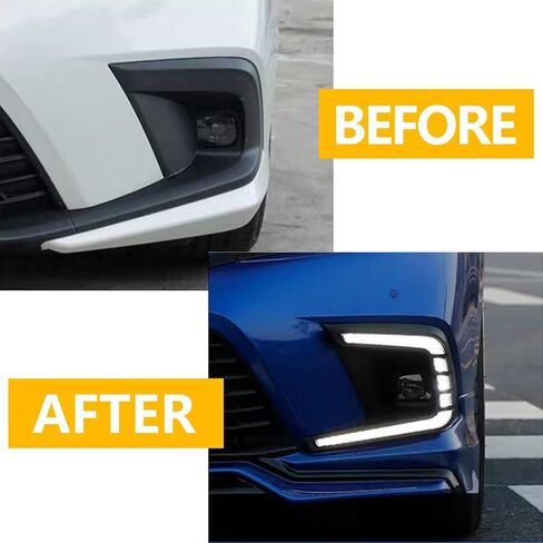 For 11th Gen Honda Civic DRL 2021 2022 Daytime Running Lights Front Fog Lights with Dynamic Amber Turn Signal Lights Front White DRL Lamps Black (DRLCIVI2021) in Kuwait