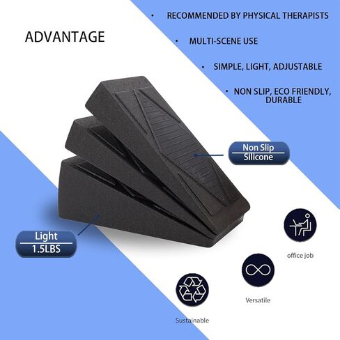Good Grip Non-Slip Surface, Adjustable 5 Angles, Lightweight - Squat Wedge Block Set of 3 PCS for Heel Elevated Squat Wedge and Calf Stretcher for Physical Therapy Plantar Fasciitis, Foot Stretching in Kuwait