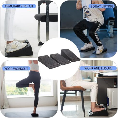 Good Grip Non-Slip Surface, Adjustable 5 Angles, Lightweight - Squat Wedge Block Set of 3 PCS for Heel Elevated Squat Wedge and Calf Stretcher for Physical Therapy Plantar Fasciitis, Foot Stretching in Kuwait
