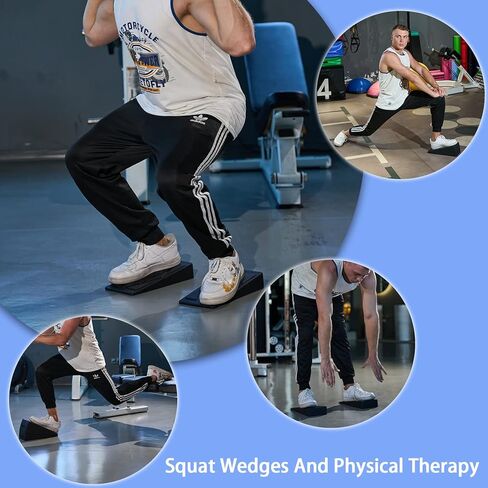 Good Grip Non-Slip Surface, Adjustable 5 Angles, Lightweight - Squat Wedge Block Set of 3 PCS for Heel Elevated Squat Wedge and Calf Stretcher for Physical Therapy Plantar Fasciitis, Foot Stretching in Kuwait