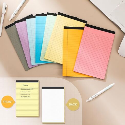 وسادات ملاحظات VITEVER مقاس 5 × 8 بوصة، [8 عبوات] وسادات كتابة مبطنة للمكتب، دفتر ملاحظات مبطن، مسطر ضيق، 28 ورقة/وسادة، متعدد الألوان in Kuwait